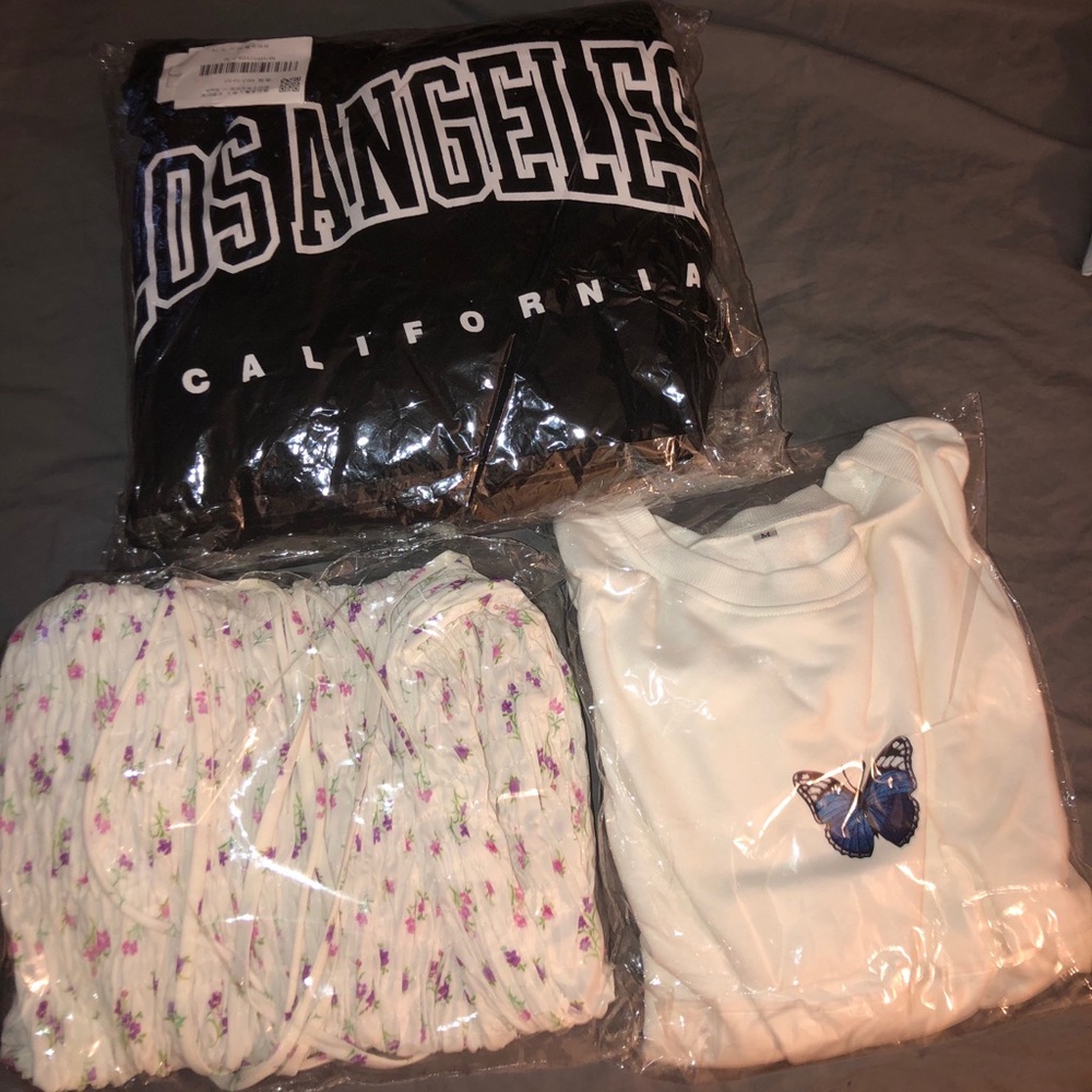 New crew necks and mini dress